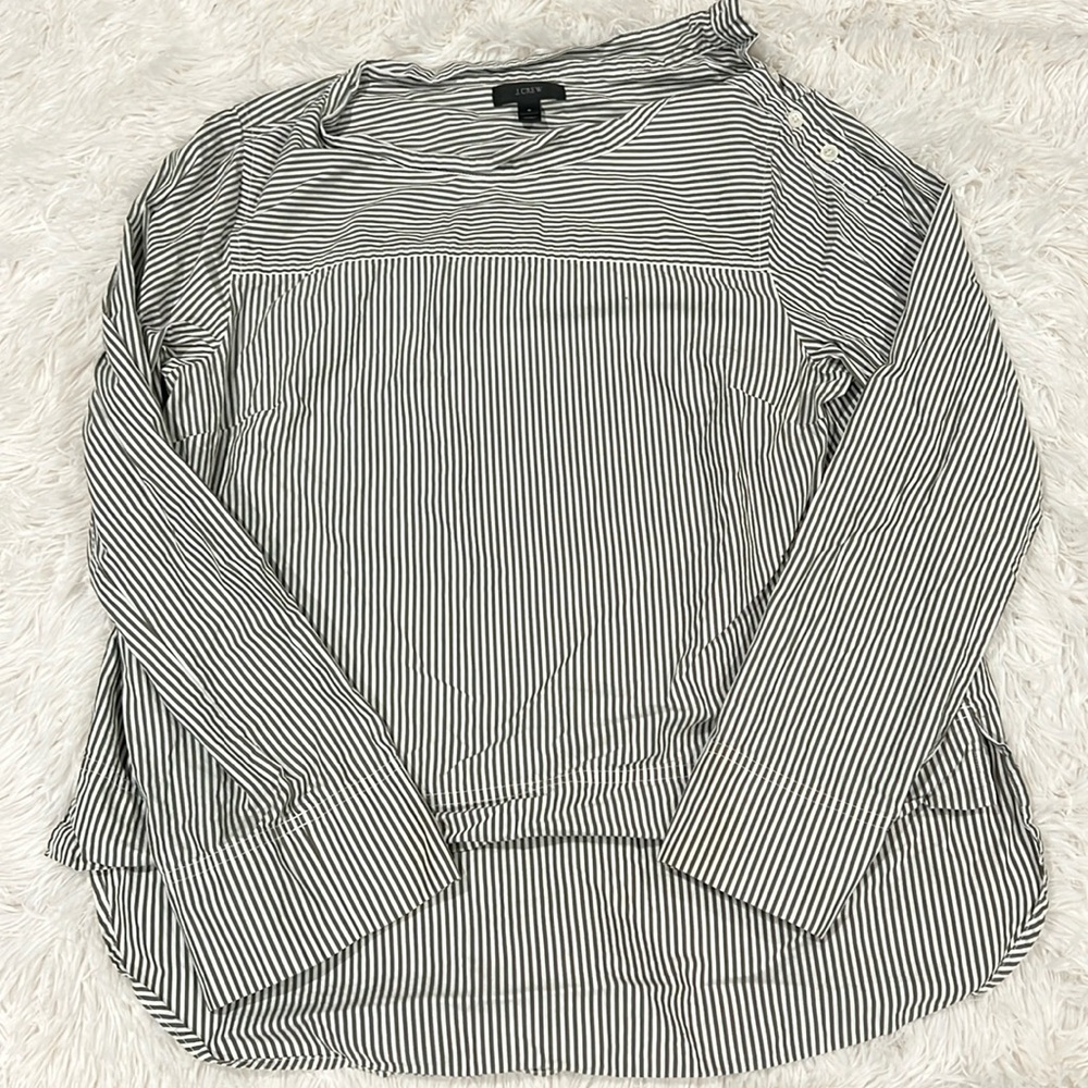 J. Crew Shirr | Size 8 | Stripes | Buttons on one side from neck to shoulder